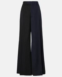 VETEMENTS Pantaloni a gamba larga in lana a righe Nero