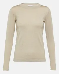 Brunello Cucinelli Pullover in cashmere e misto seta Marrone