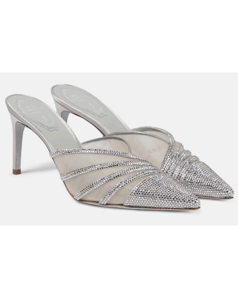 René Caovilla Bridal - Mules in raso con decorazioni Bianco