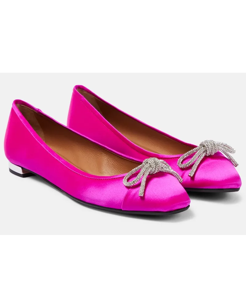 Aquazzura Ballerine Parisina in raso con cristalli Rosa