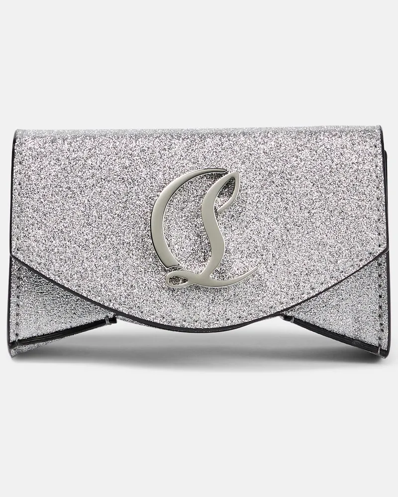 Christian Louboutin Borsa a spalla Loubi54 Mini con glitter Argento