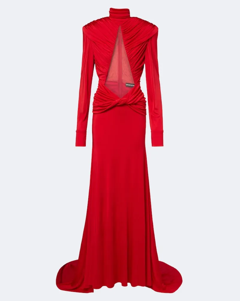 David Koma Abito lungo in jersey Rosso