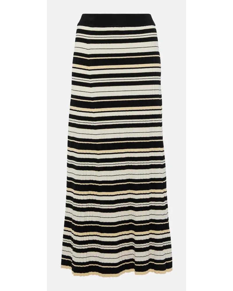 Ganni Gonna midi in maglia a coste a righe Multicolore