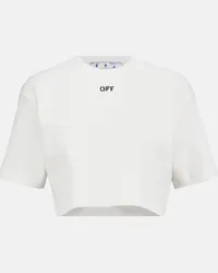 OFF-WHITE T-shirt cropped in jersey di misto cotone Bianco