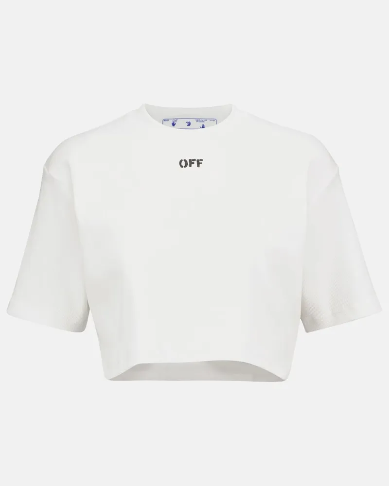 OFF-WHITE T-shirt cropped in jersey di misto cotone Bianco