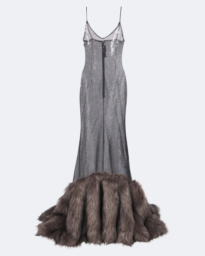 David Koma Abito lungo con paillettes Grigio