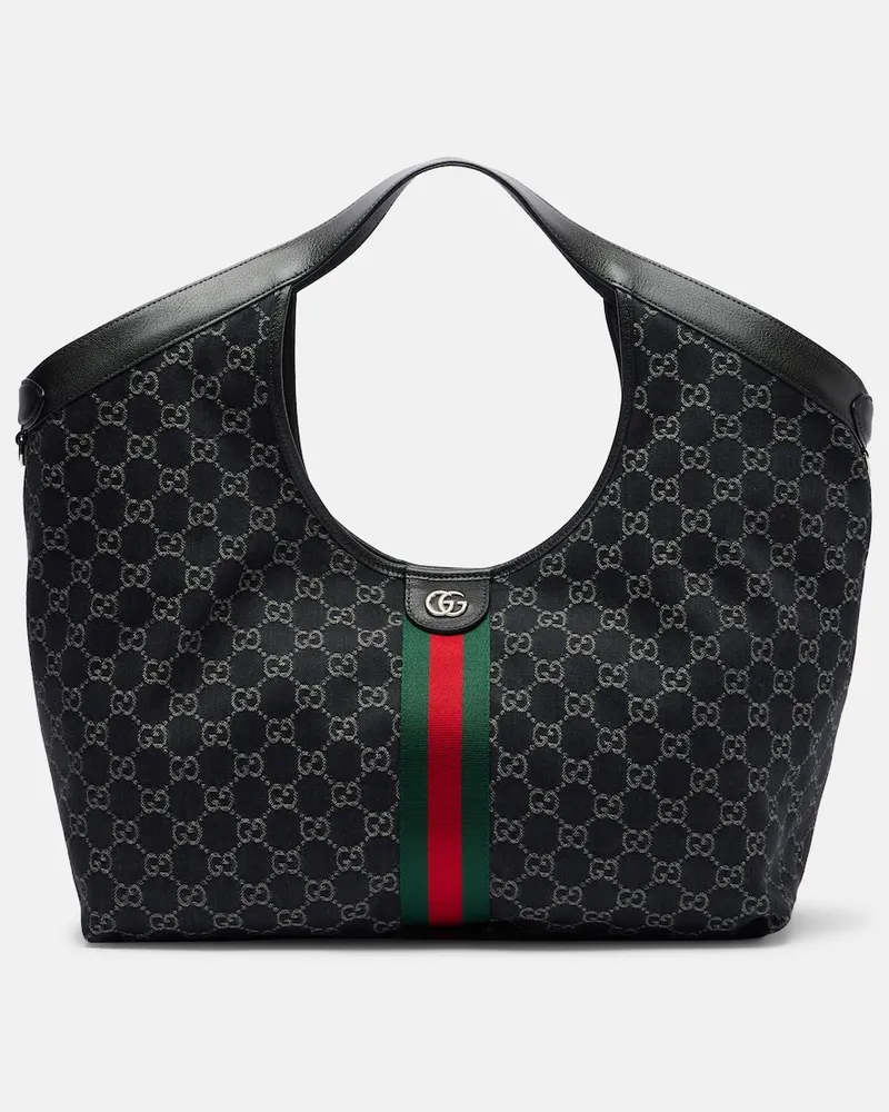 Gucci Shopper Giglio Large in canvas GG Nero