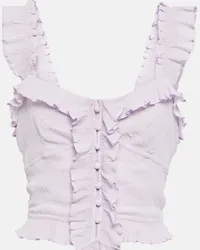 Isabel Marant Top cropped Gimsy in crêpe con volant Viola