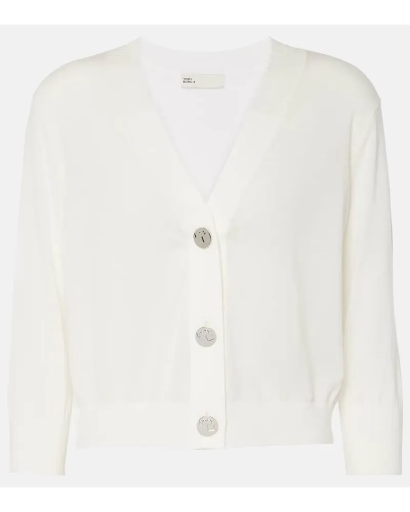 Tory Burch Cardigan cropped in cotone Bianco