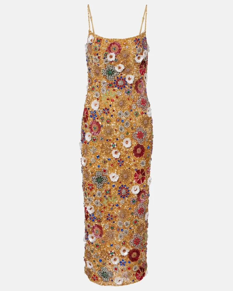 Rachel Gilbert Abito midi Francesca con paillettes Oro