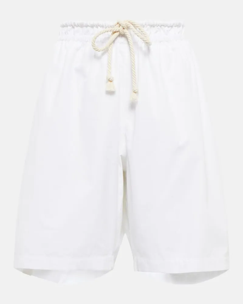 Jil Sander Shorts in cotone a vita alta Bianco