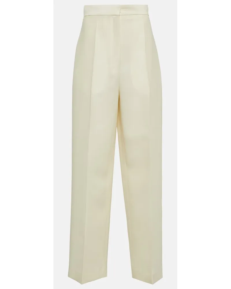 The Row Pantaloni Gordon in lana e seta Beige