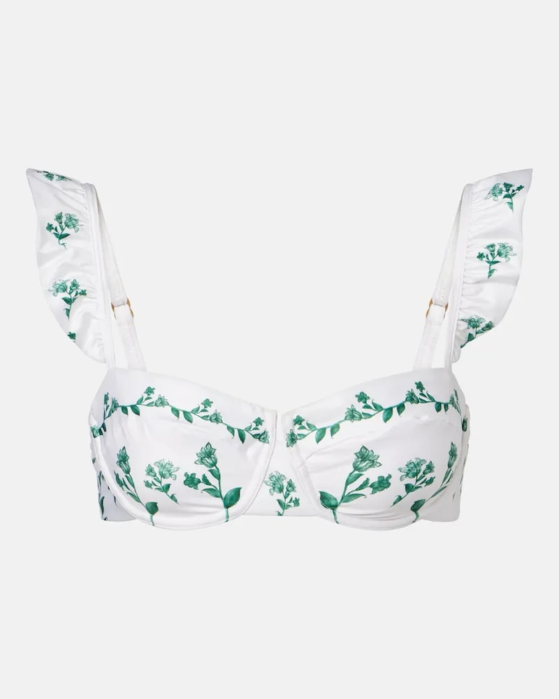 AGUA BENDITA Top bikini Kiwi con stampa floreale Bianco