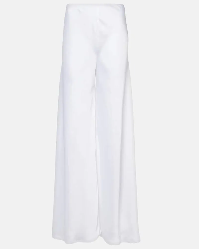 Norma Kamali Pantaloni regular in raso a vita alta Bianco