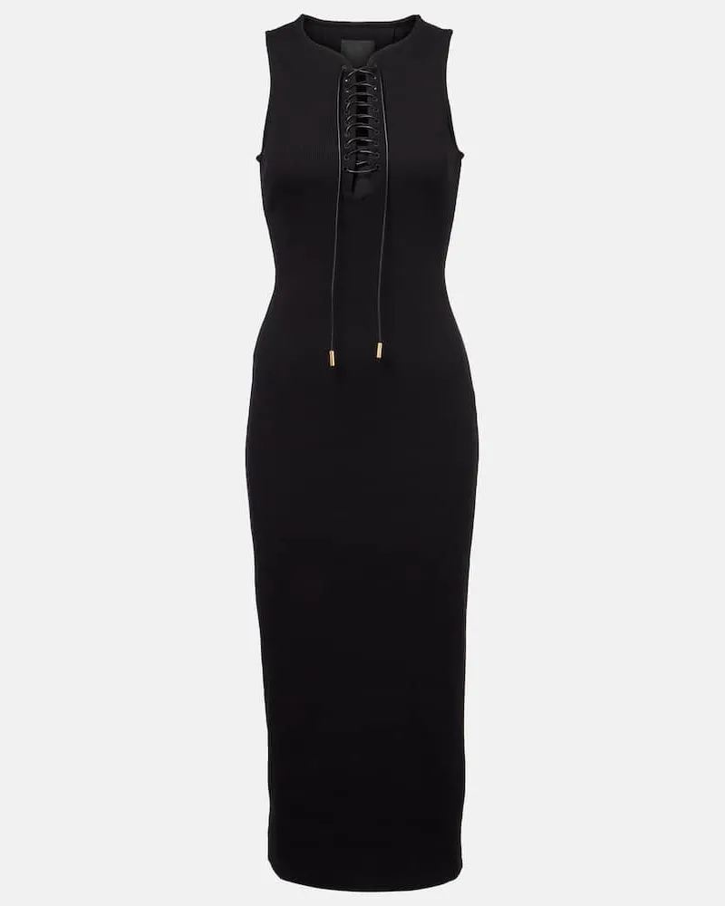 Givenchy Abito midi in cotone a coste Nero