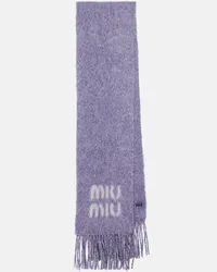 Miu Miu Sciarpa in misto mohair con logo Viola