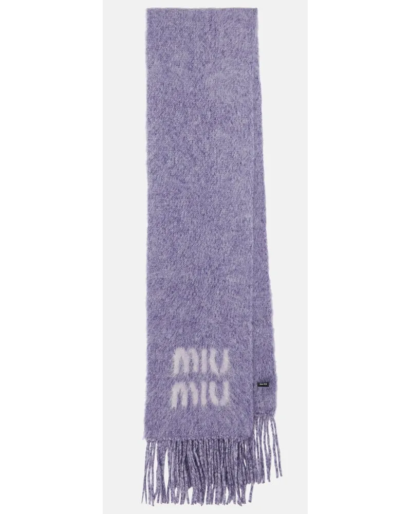 Miu Miu Sciarpa in misto mohair con logo Viola
