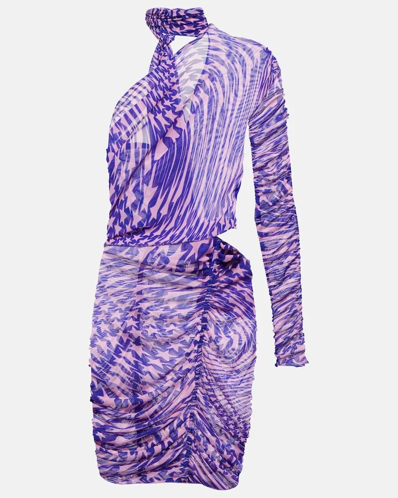 Thierry Mugler Miniabito in mesh con cut-out e stampa Multicolore