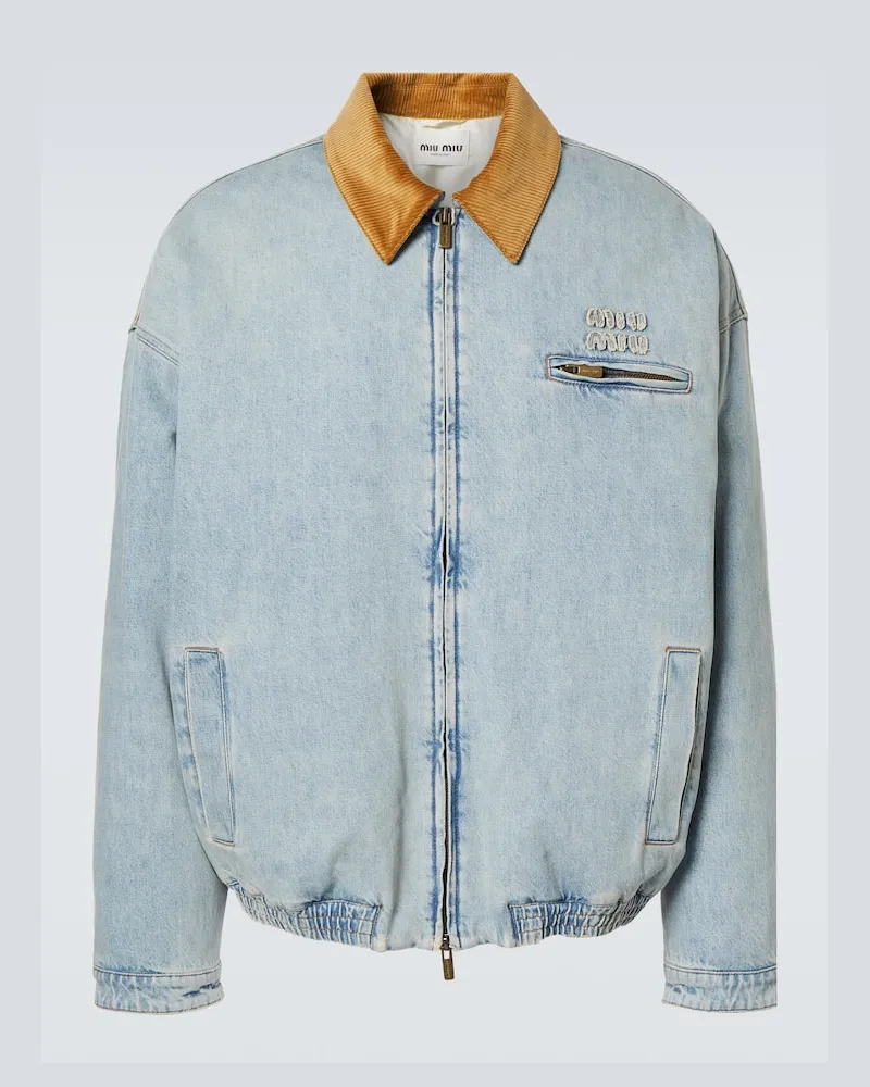 Miu Miu Giacca di jeans con velluto Blu