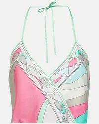 Emilio Pucci Top Pesci in seta Multicolore