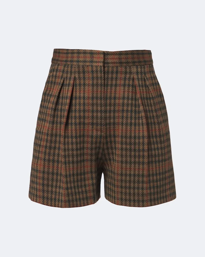 Max Mara Shorts in lana e cotone a quadri Marrone