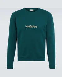 Saint Laurent Felpa in jersey di cotone con logo Verde