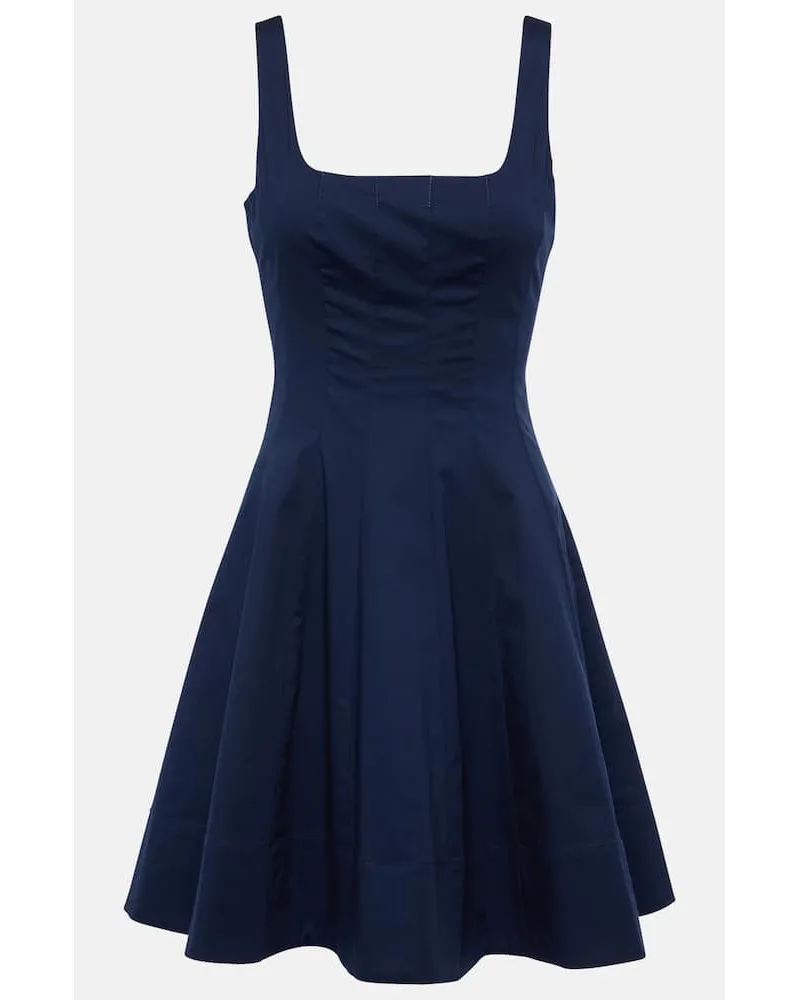 STAUD Miniabito Wells in popeline di cotone Blu