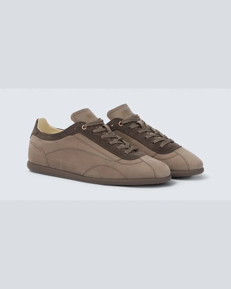 Brunello Cucinelli Sneakers in pelle con suede Grigio