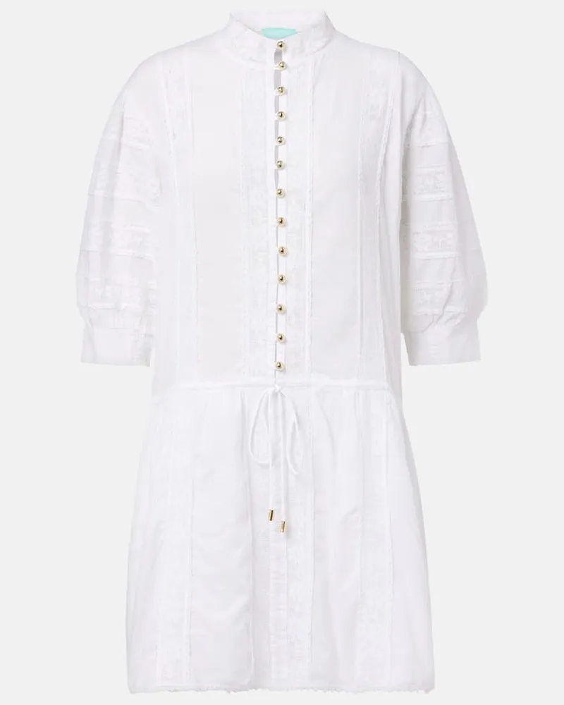 Melissa Odabash Abito corto Rita in cotone con pizzo Bianco