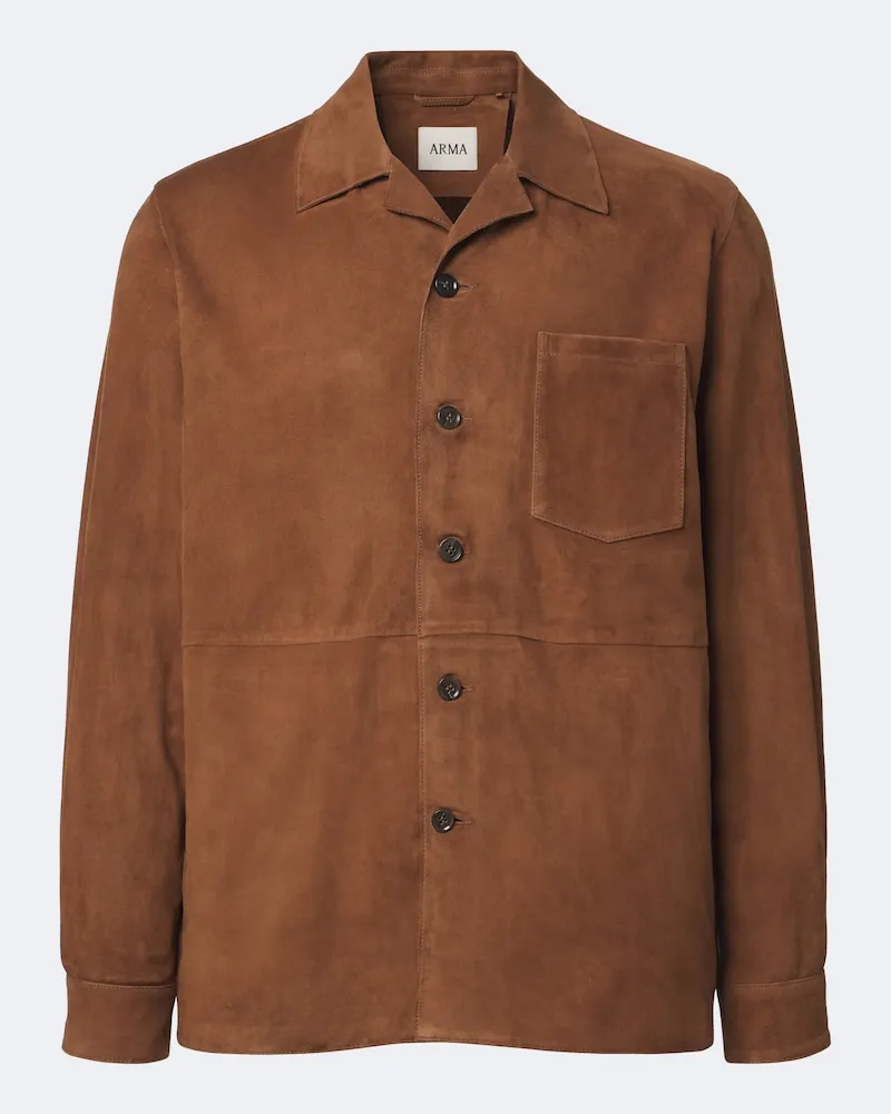 Arma Giacca Nico in suede Marrone