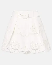 Zimmermann Shorts Pop in sangallo di lino Bianco