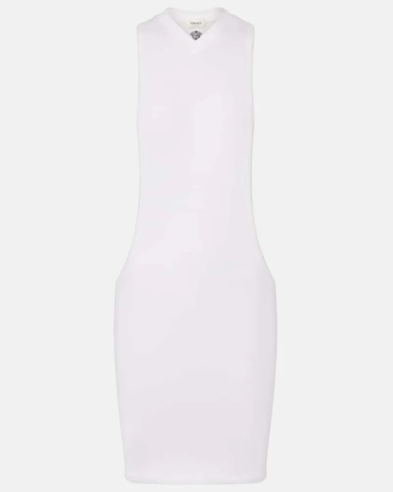 Versace Abito corto in jersey di misto cotone Bianco