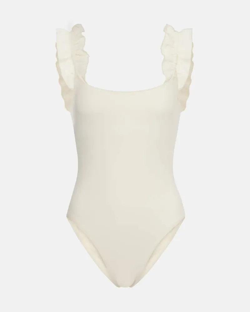 Karla Colletto Costume intero Willow con volant Bianco