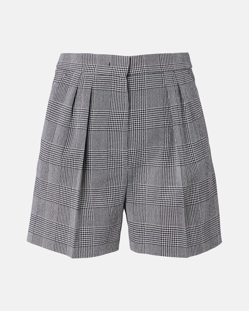 Max Mara Shorts in crêpe di lana a quadri Nero