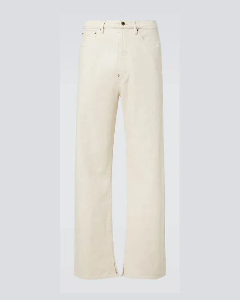 Maison Margiela Jeans regular Buckle a vita media Bianco