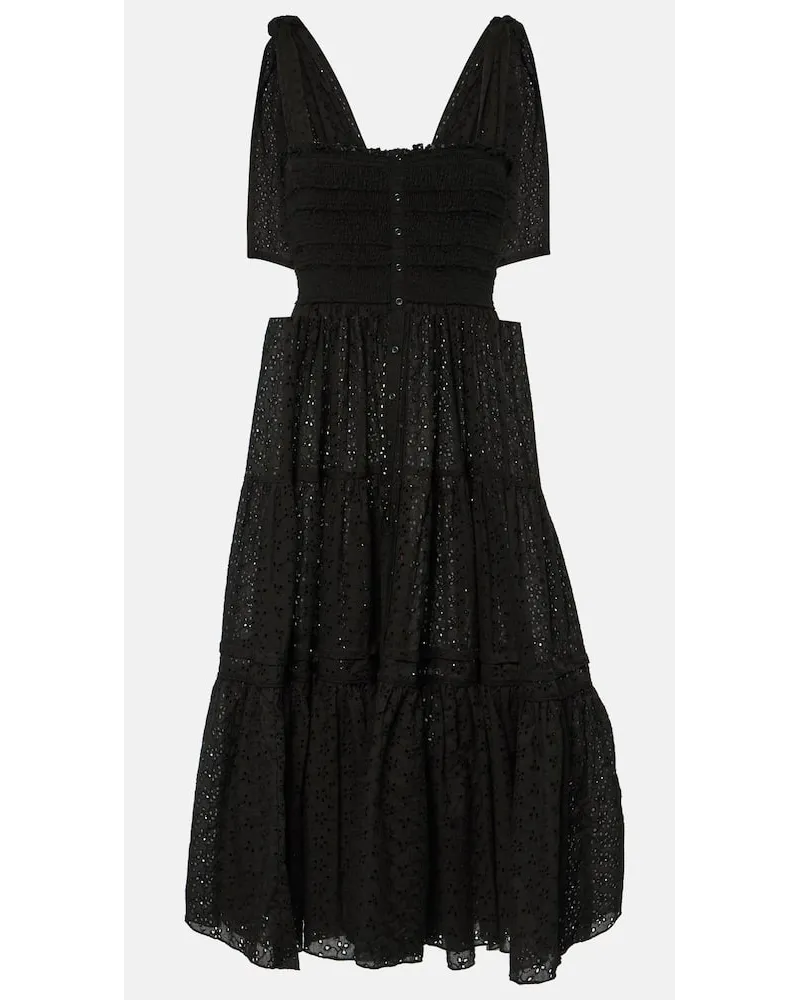 Poupette St Barth Abito midi Triny in cotone Nero