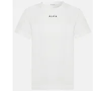 Alaïa T-shirt in jersey di cotone con logo