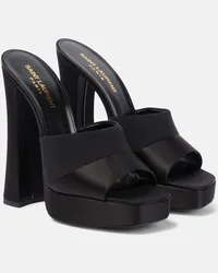 Saint Laurent Sandali Boogie 110 in raso con plateau Nero