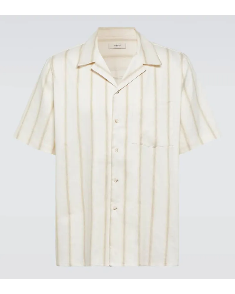 COMMAS Camicia bowling in misto lino a righe Bianco