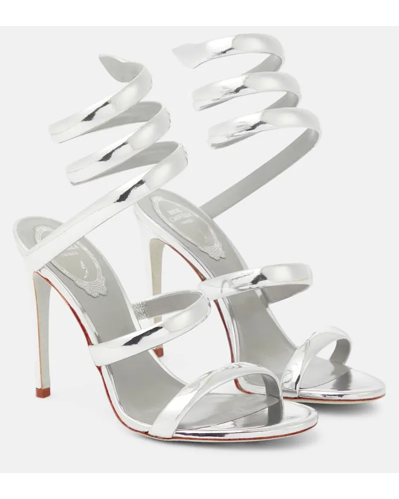 René Caovilla Sandali Cleo in pelle metallizzata Argento