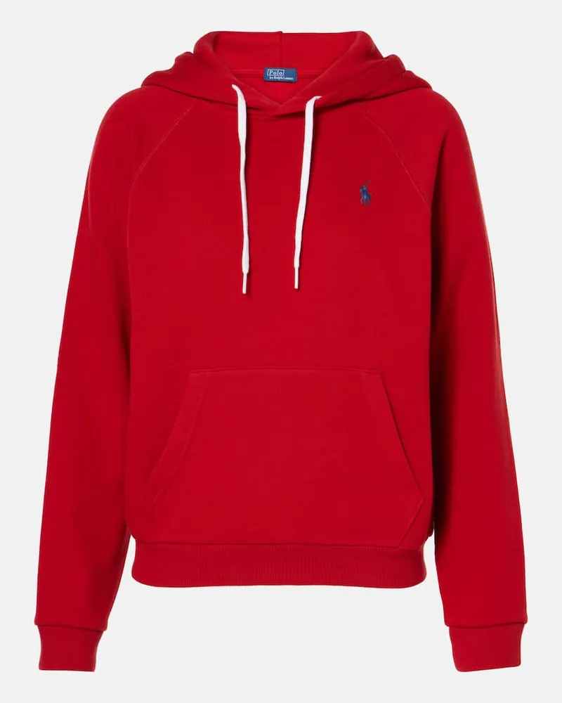 Ralph Lauren Felpa in pile di misto cotone con cappuccio Rosso