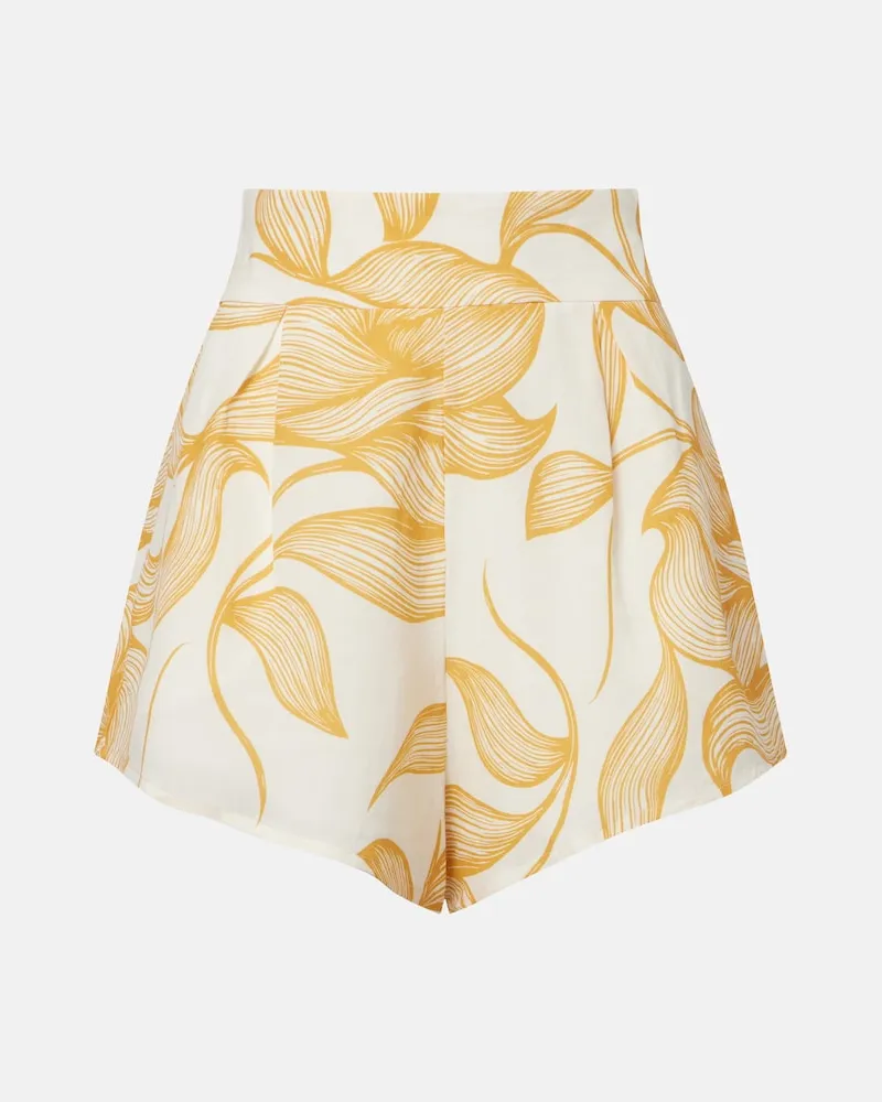 Adriana Degreas Shorts a gamba larga con stampa foliage Giallo
