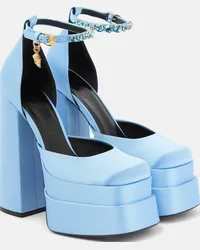 Versace Pumps Medusa Aevitas in raso con plateau Blu