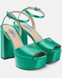 Prada Sandali in raso con plateau Verde