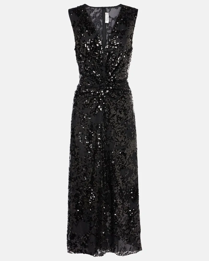 Victoria Beckham Abito midi con paillettes Nero