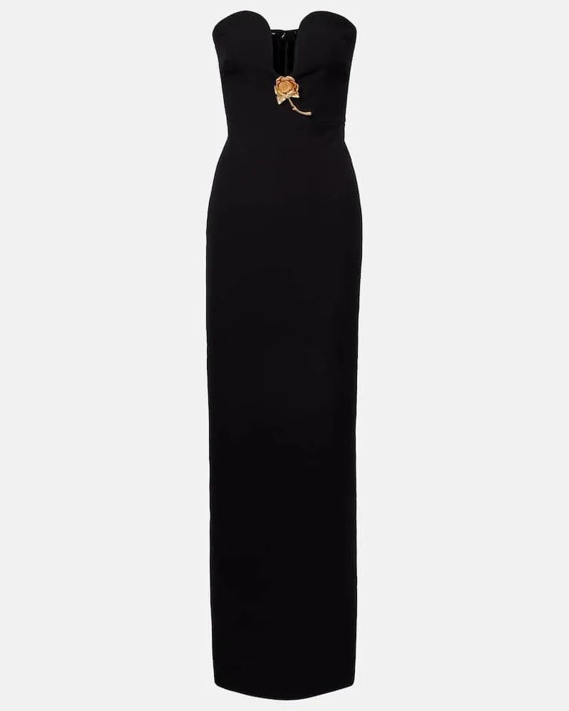 Roland Mouret Abito lungo bustier con applicazioni Nero