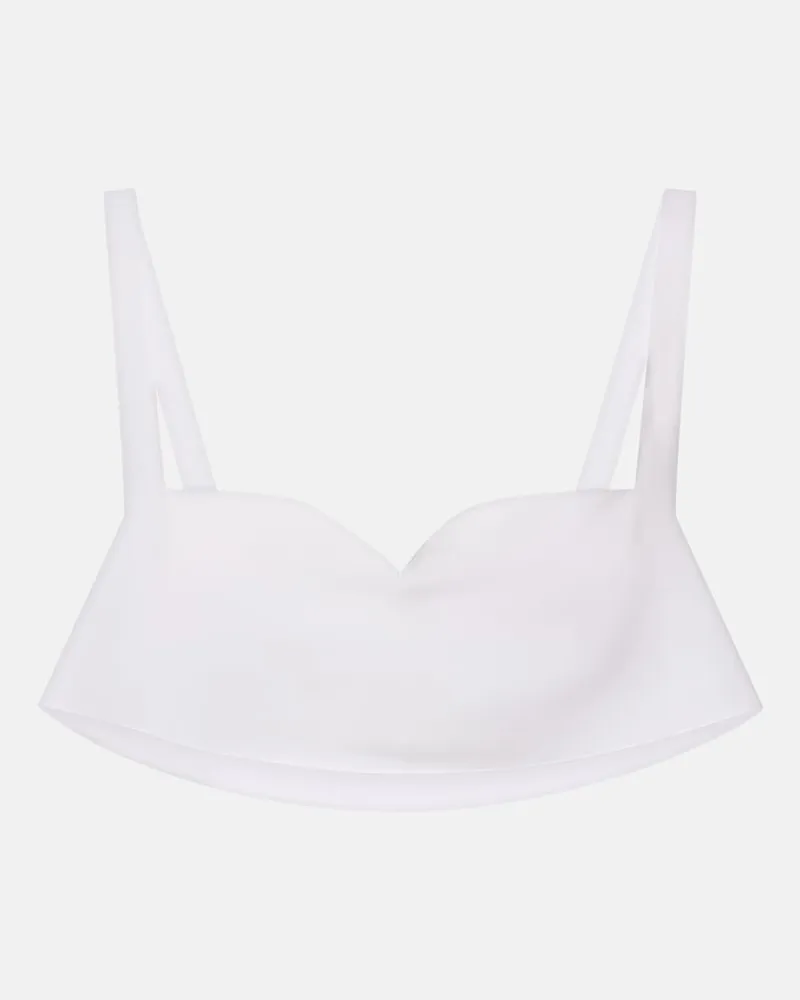 Prada Top cropped in crÃªpe de chine di seta Bianco