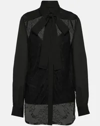 Elie Saab Blusa in misto seta con pizzo Nero