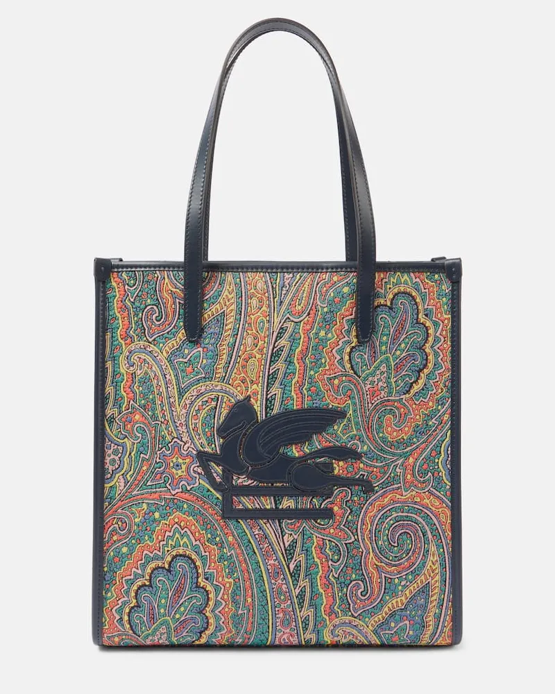 Etro Shopper Love Trotter Pegaso Medium in jacquard Blu