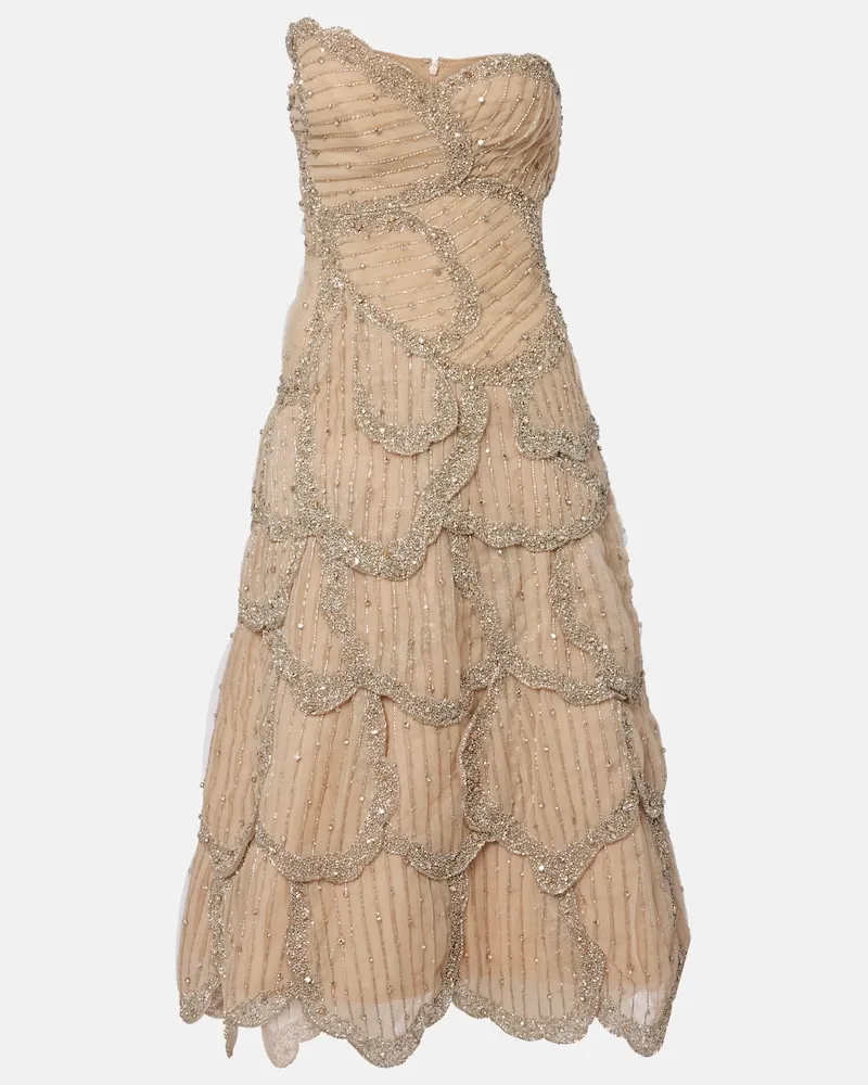 COSTARELLOS Abito midi Sylvie in georgette Beige
